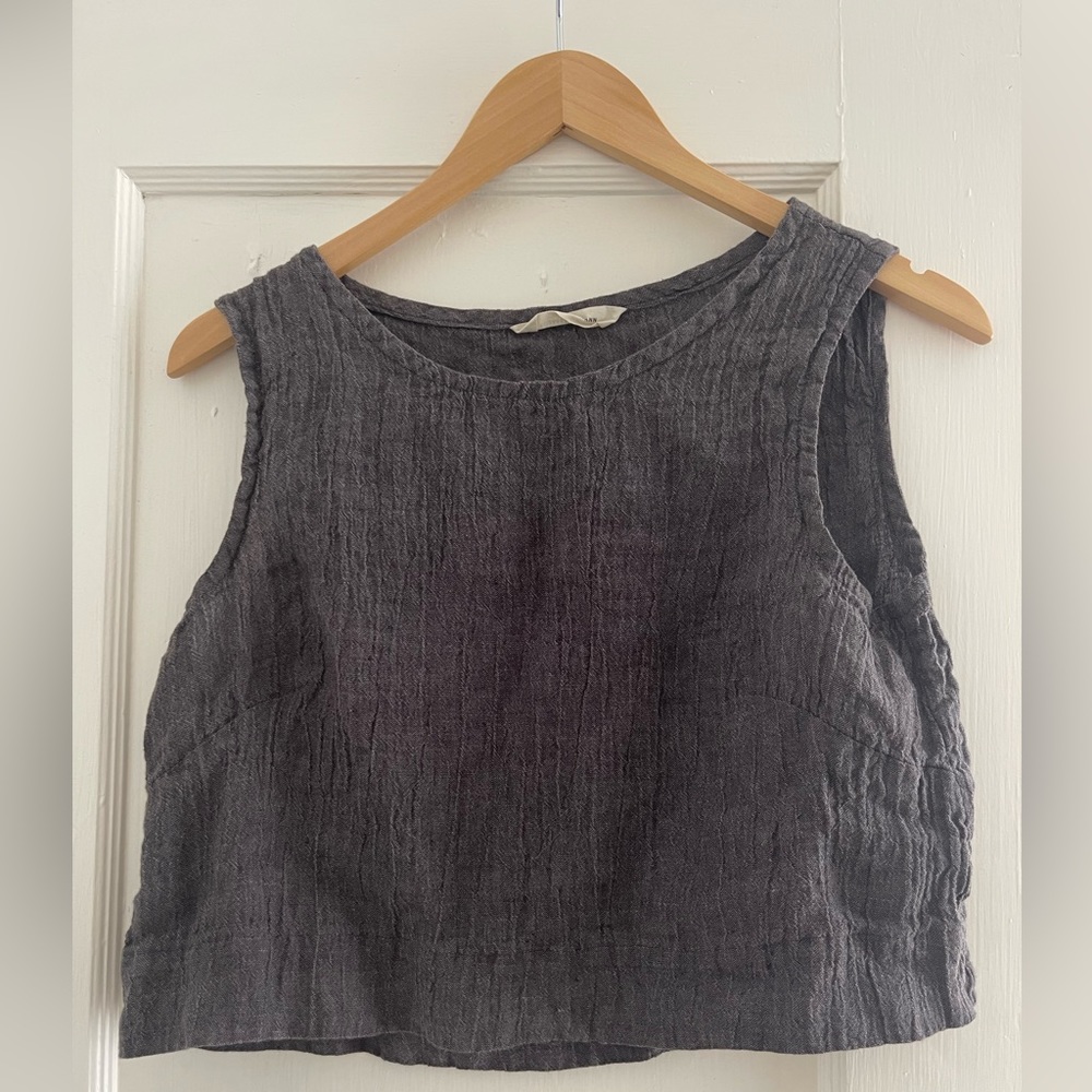 Elizabeth Suzann S Petra Crop in Gray Linen